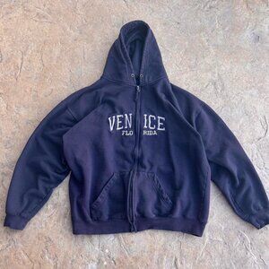 Vintage Navy Blue Zip up Hoodie